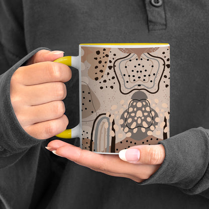 Abstract drawing design Pattern Yellow Handle 330 ml Coffee Mug