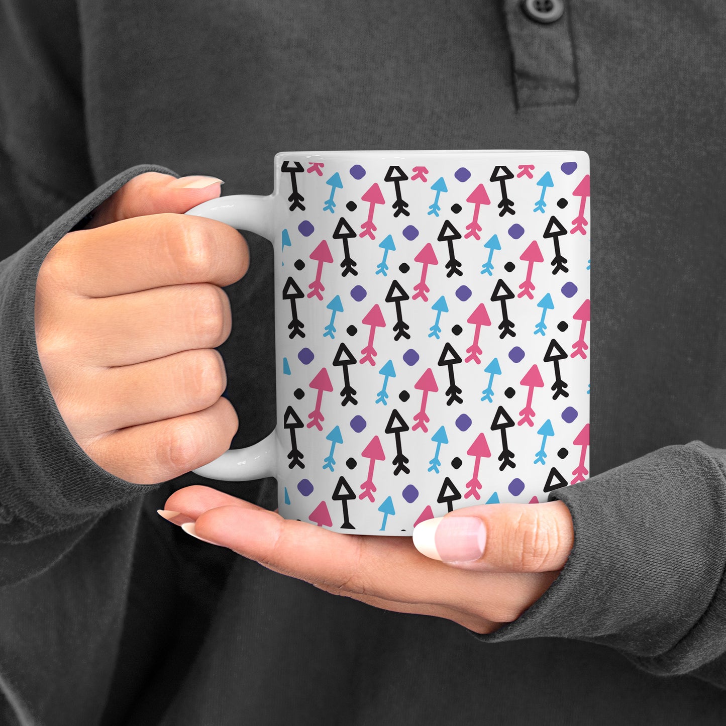 Black pink and sky Arrow pattern design pattern White 330 ml Coffee Mug