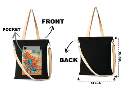 Jaipur Printed Women's Girls Cross Body Sling Bag with Extra Front Pocket, College Bag for Girls, Tote Bag for Shopping,Travel
