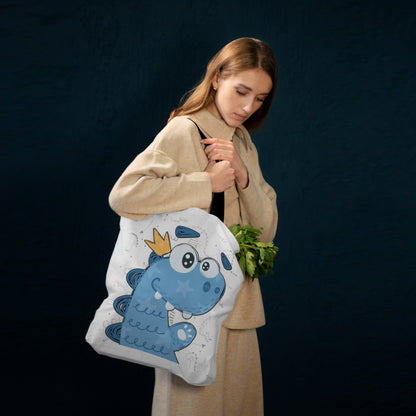 Blue Dinosaur Design Tote Bag (14 X 16 Inches) Tote bag For Shopping, College, Travel