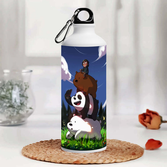 Bears Printed Aluminum Sipper Water Bottle 750 ml For Gym, Yoga, Kids, Boys, Girls, Brother, Sister, Babies, Baby, Workout, Adults