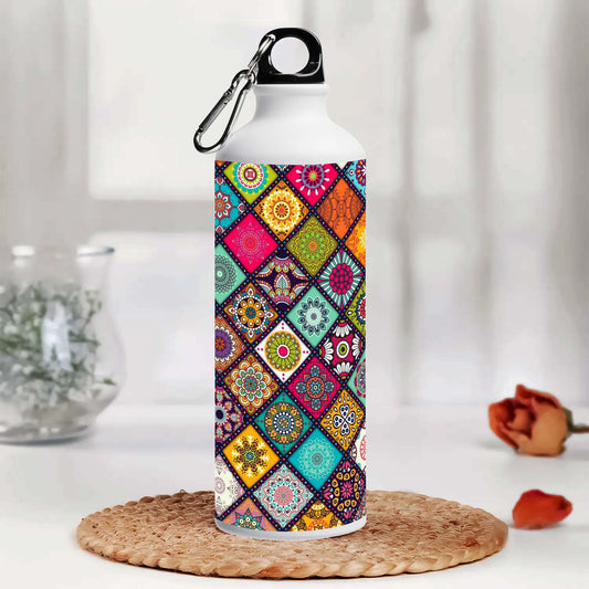Mandala Pattern Printed Aluminum Sipper Water Bottle 750 ml For Gym, Yoga, Kids, Boys, Girls, Brother, Sister, Babies, Baby, Workout, Adults