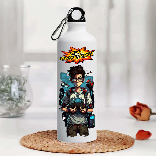 Its game time Printed Aluminum Sipper Water Bottle 750 ml For Gym, Yoga, Kids, Boys, Girls, Brother, Sister, Babies, Baby, Workout, Adults