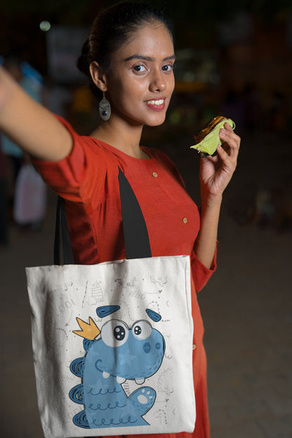 Blue Dinosaur Design Tote Bag (14 X 16 Inches) Tote bag For Shopping, College, Travel