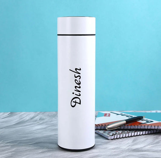 Customized Your Name white Temperature Bottle 500ml With Smart Led light