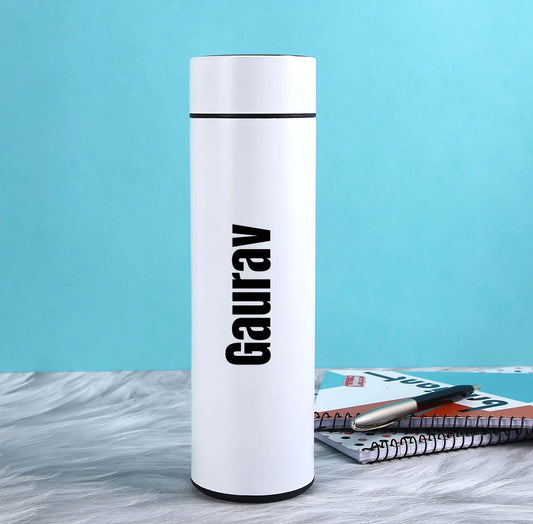 Personalized white Temperature Bottle 500ml with Smart led