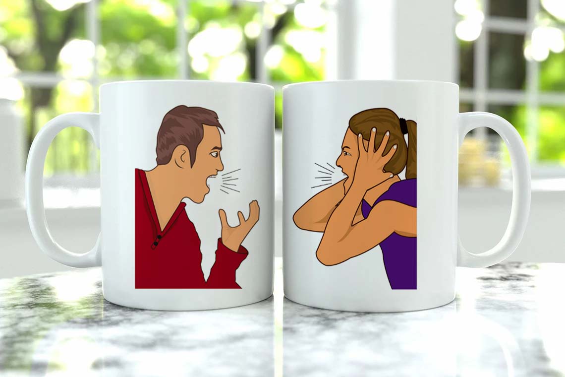 Special Cute Couple Printed Glossy Finished,1 Piece,330ml Ceramic Coffee Mug  (330 ml)