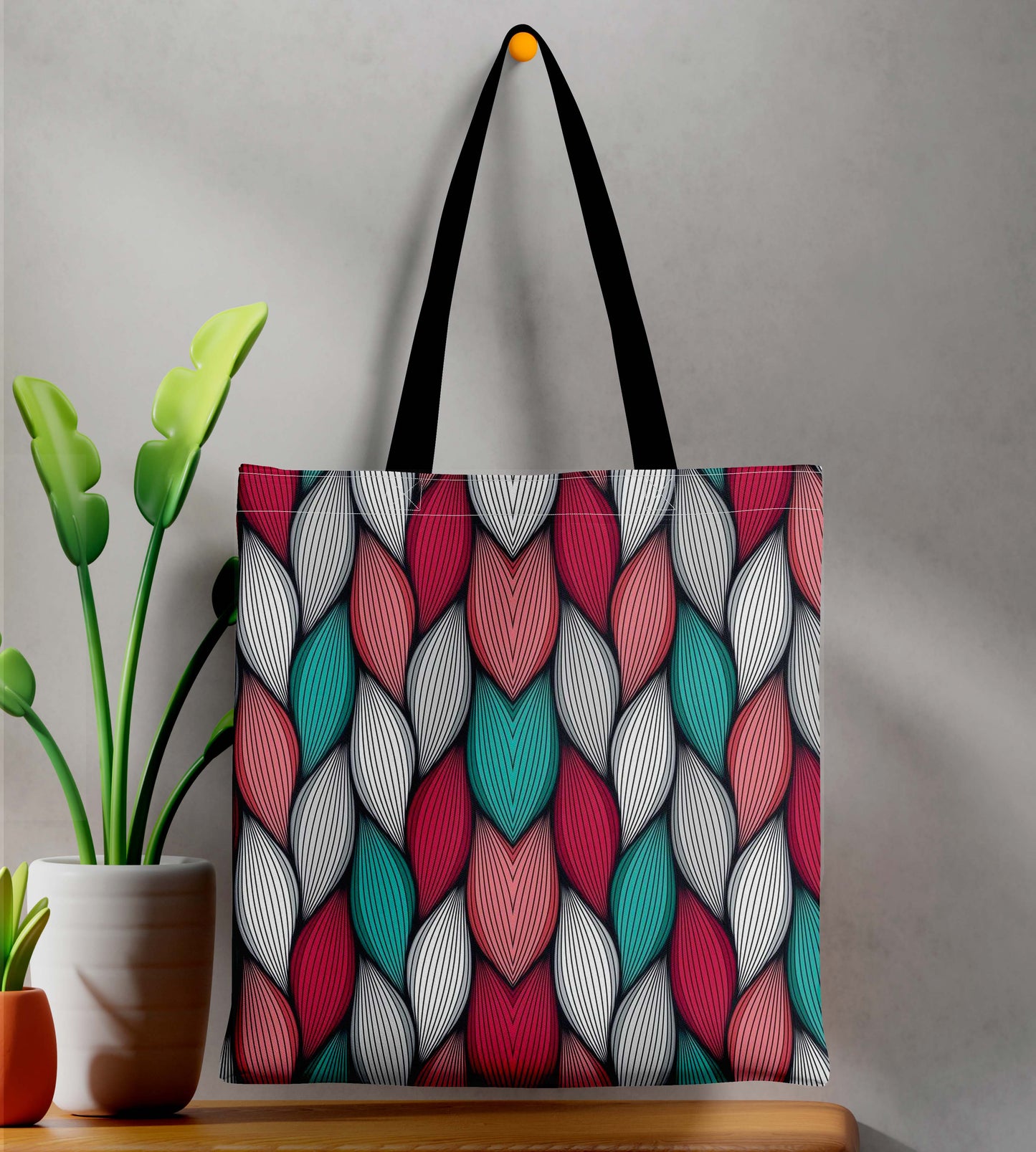 Doodle art Design Print Black Handle Tote Bag (14 X 16 Inches) For Shopping, College, Travel