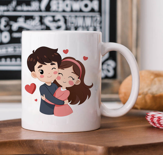 Sweet Couple Printed Glossy Finished,1 Piece,330ml Ceramic Coffee Mug  (330 ml)