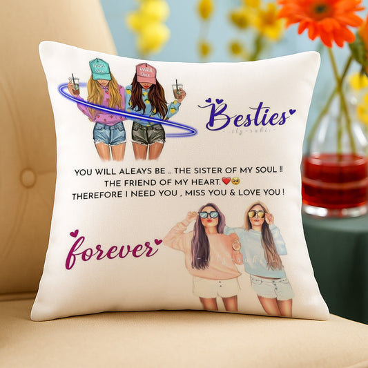 Bestie Forever Design Cushion (12x12 inches) Pack of 1