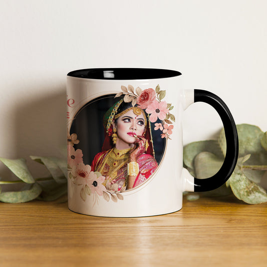 Best Couple Customized Add Two Photos Black Handle 330 ml Coffee Mug