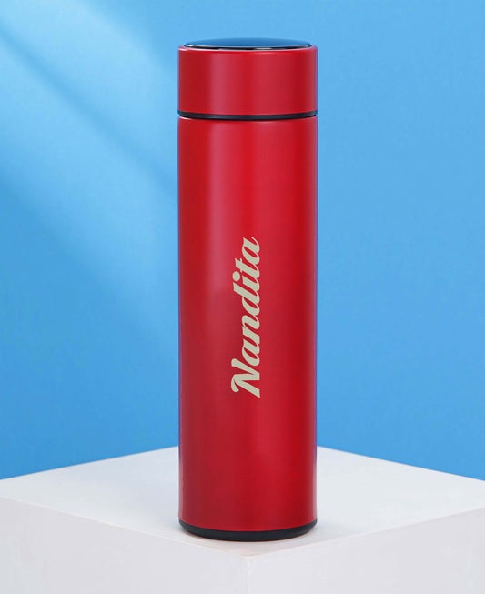 Personalized Your Name Red Temperature Bottle 500ml With Smart Led