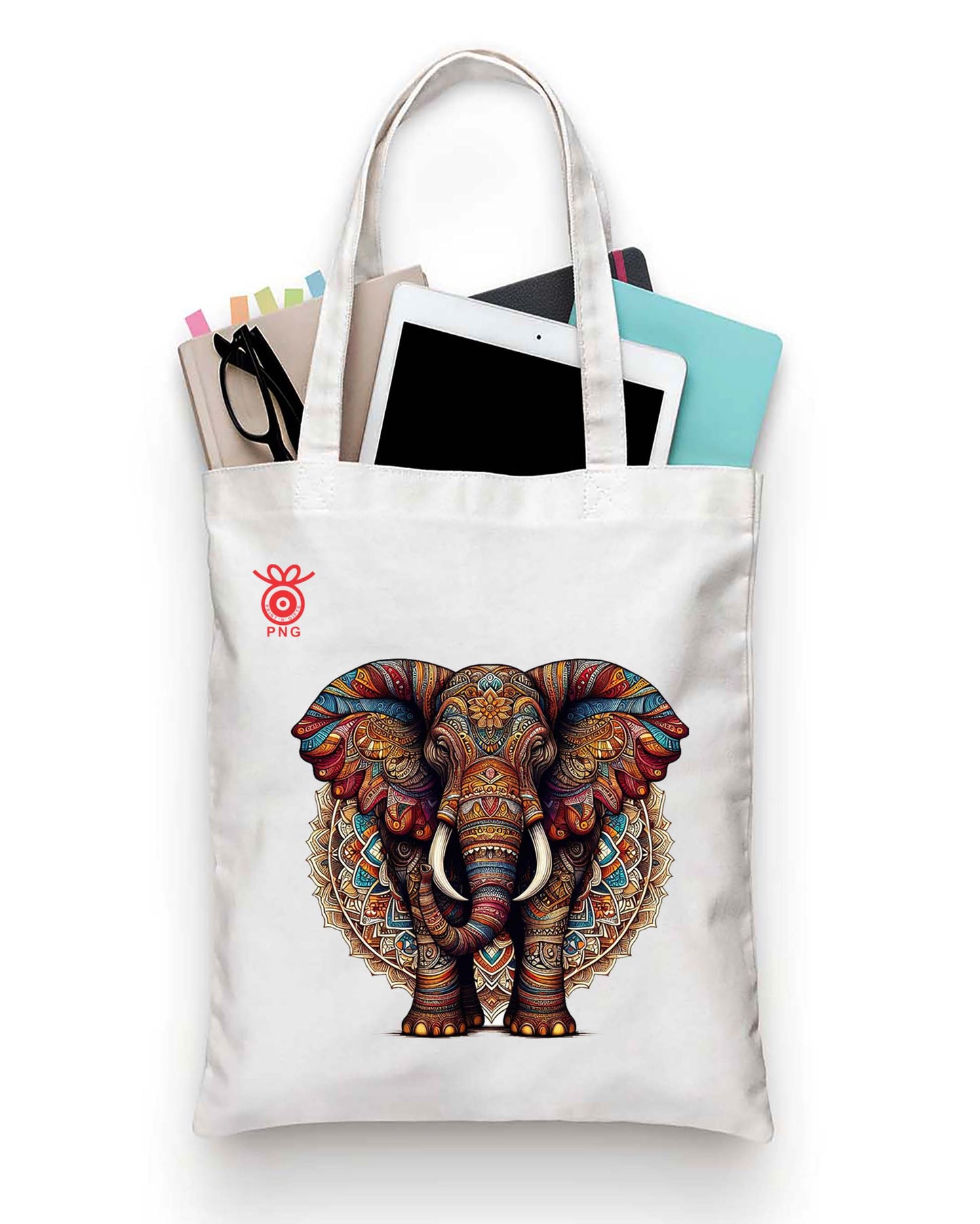 Colorful Elephant Design Tote Bag (14 X 16 Inches) Tote bag For Shopping, College, Travel