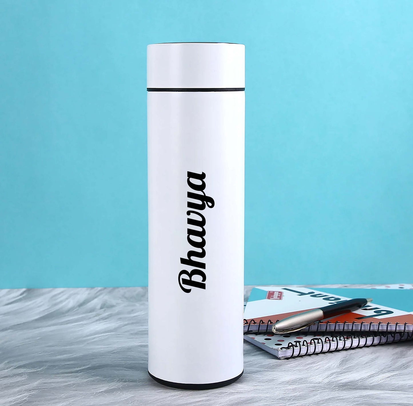 Customized Your Name white Temperature Bottle 500ml With Smart Led