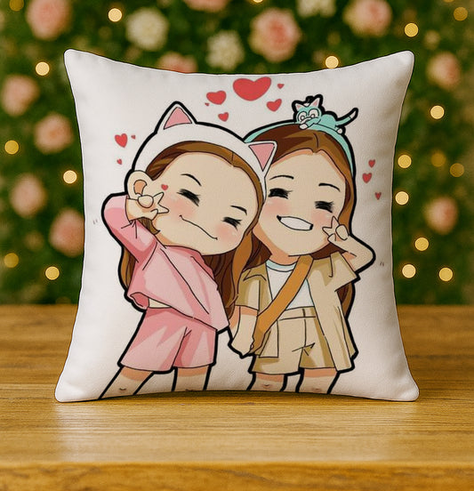 Cute Friendship Design Cushion (12x12 inches) Pack of 1