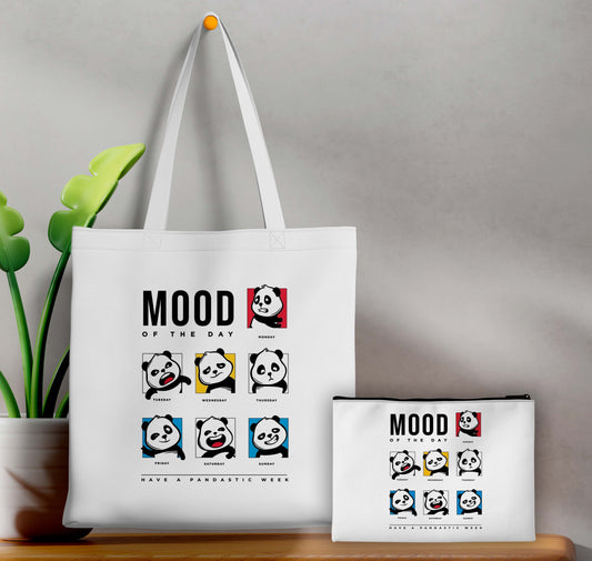Mood Printed Design Tote Bag with Pouch Bag (14 X 16 Inches) For Shopping, College, Travel