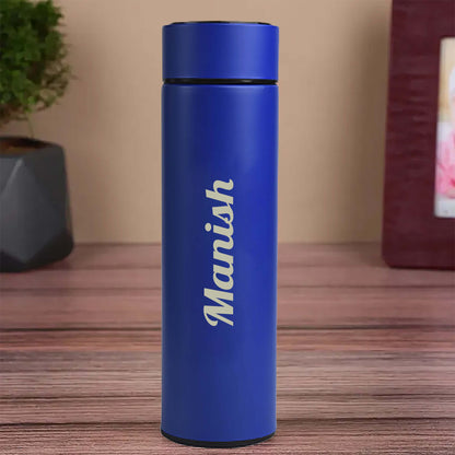 Customized Your Name Blue Temperature Bottle 500ml With Smart Led