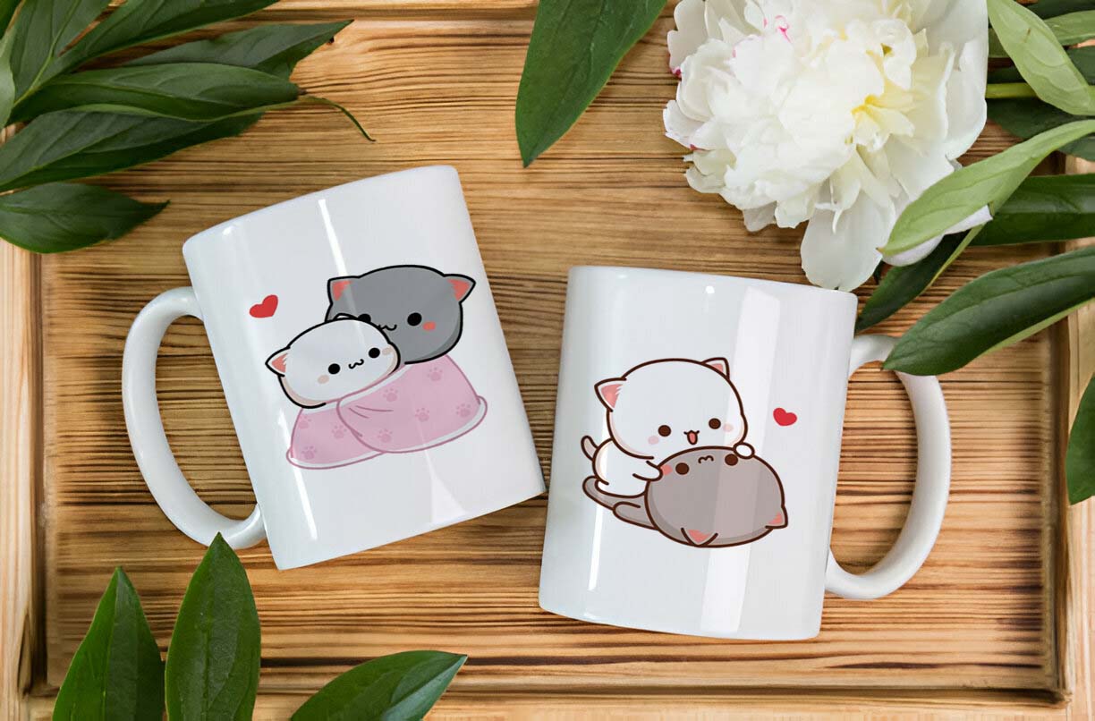 Cute Couple Printed Glossy Finished,1 Piece,330ml Ceramic Coffee Mug  (330 ml)