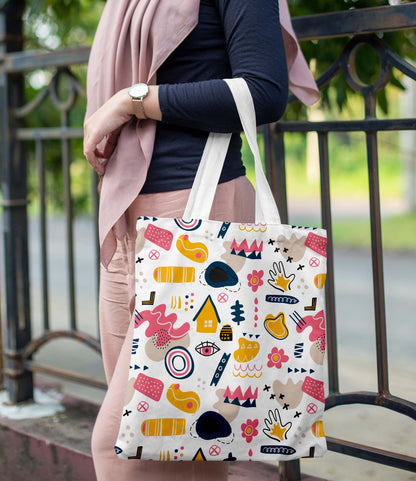 Abstract Design Tote Bag with Pouch Bag (14 X 16 Inches) For Shopping, College, Travel