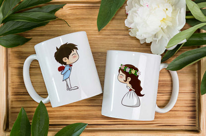 Special Cute Couple Proposing Printed Glossy Finished,1 Piece,330ml Ceramic Coffee Mug  (330 ml)