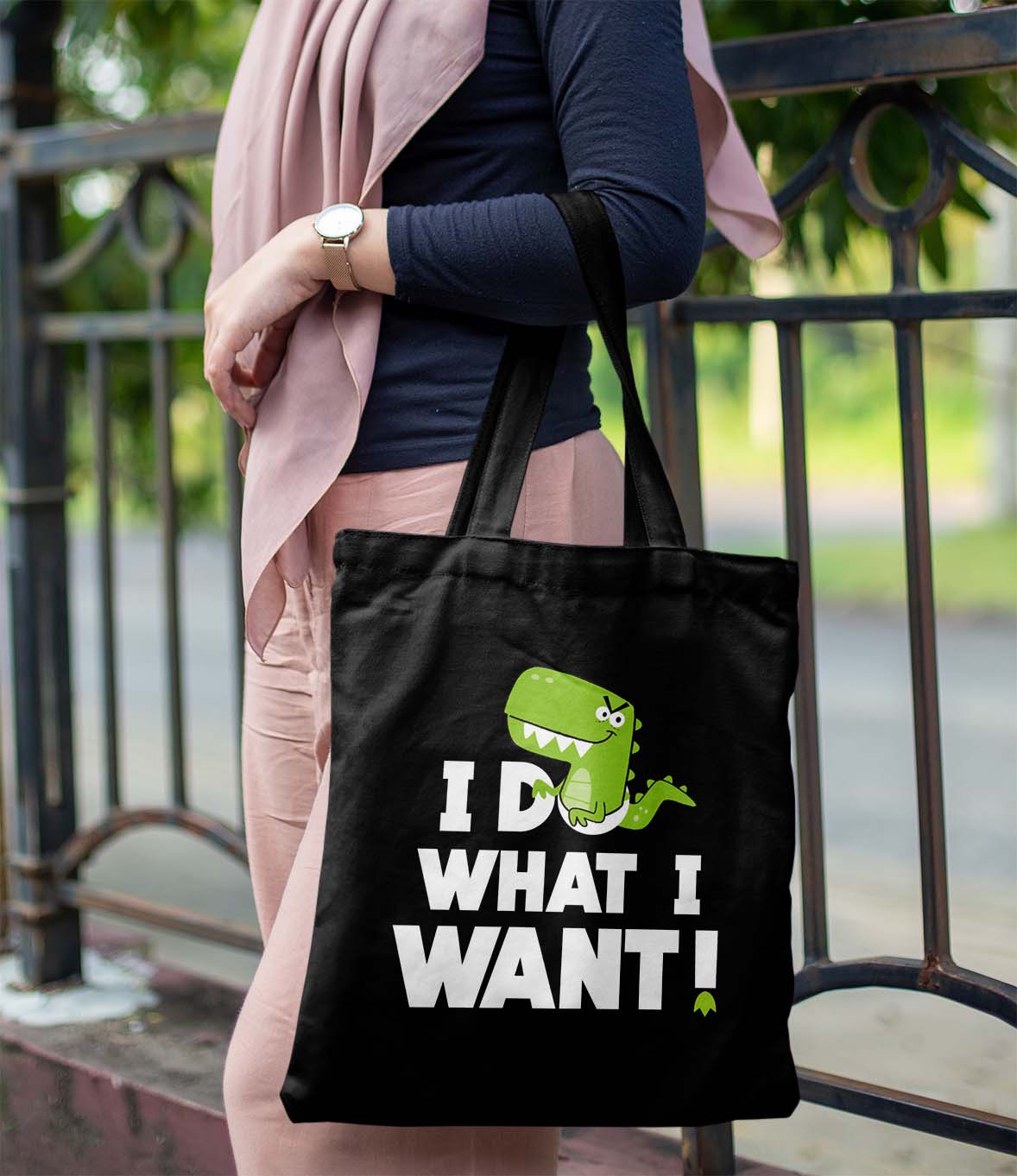 I Do What i want Printed Black Tote Bag (14 X 16 Inches) For Shopping, College, Travel