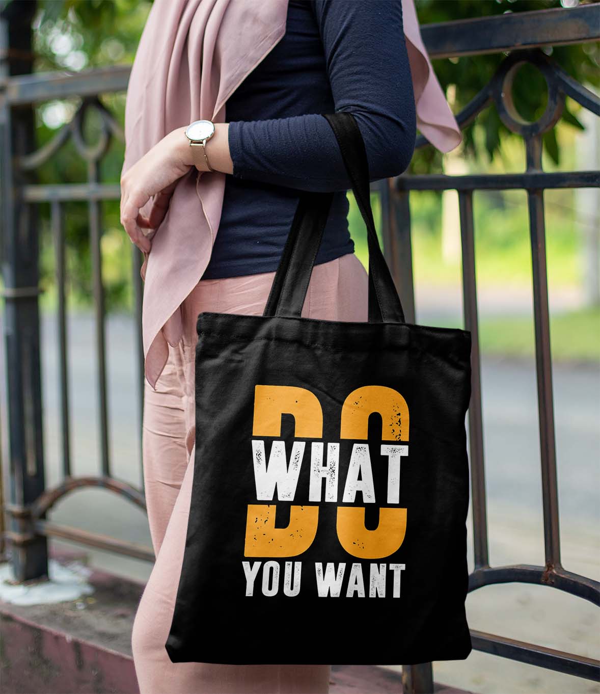 Do what u want Printed Black Tote Bag (14 X 16 Inches) For Shopping, College, Travel (Copy)