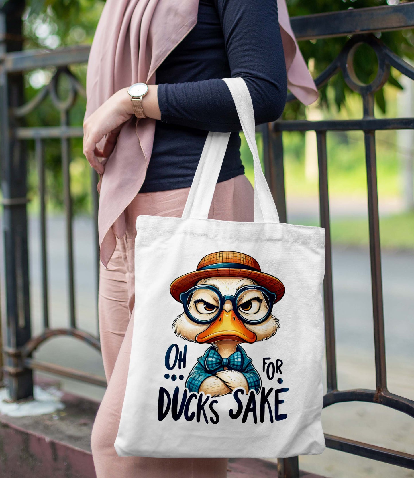 Duck Shake Printed Design Tote Bag with Pouch Bag (14 X 16 Inches) For Shopping, College, Travel