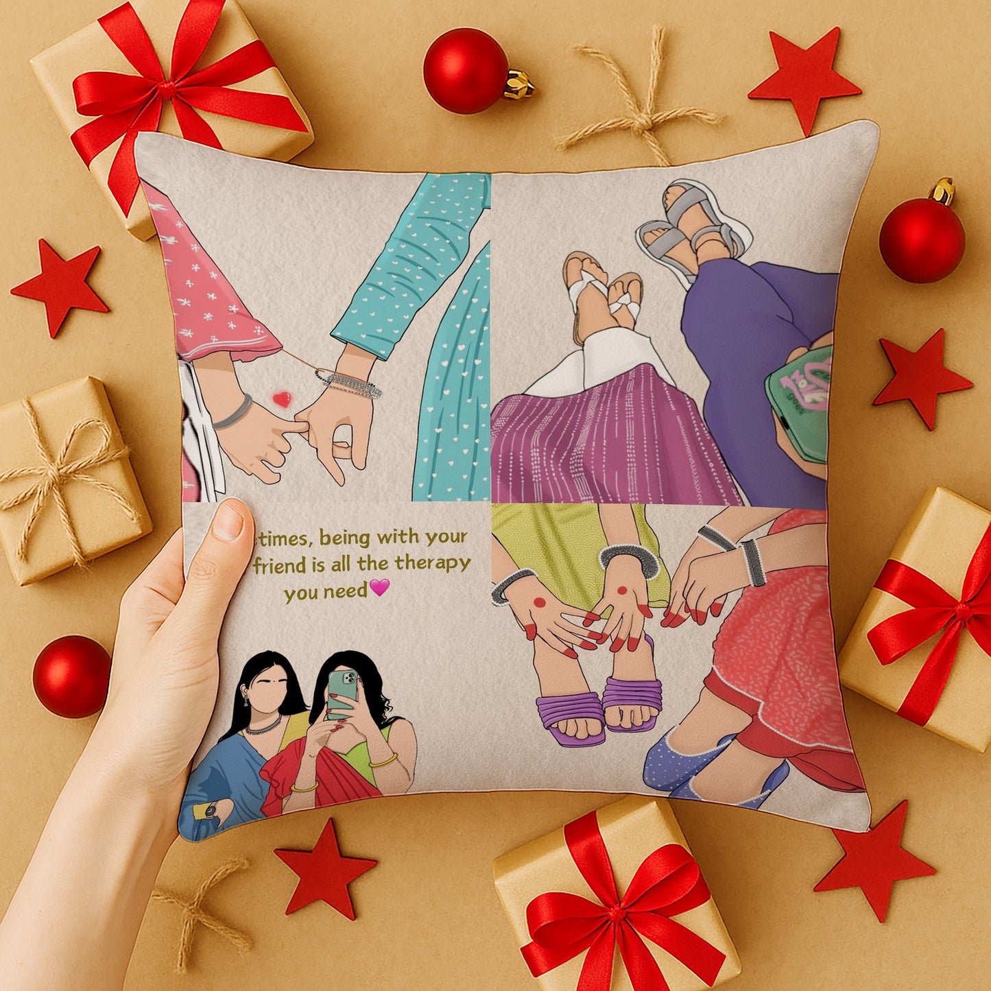 Best Friend Design Cushion (12x12 inches) Pack of 1