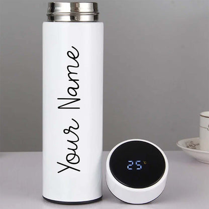 Customized Your Name white Temperature Bottle 500ml With Smart Led