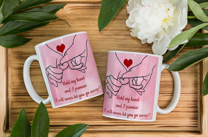 Hold My hand Printed Glossy Finished,1 Piece,330ml Ceramic Coffee Mug  (330 ml)