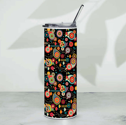Owl Pattern Printed 750ML with Lid Leak Proof Travel Tumbler with Straw