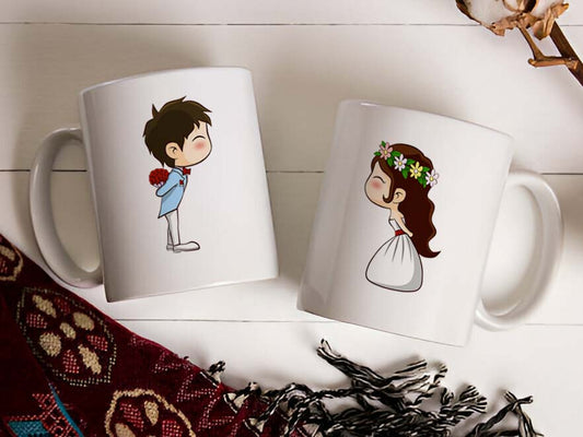 Special Cute Couple Proposing Printed Glossy Finished,1 Piece,330ml Ceramic Coffee Mug  (330 ml)