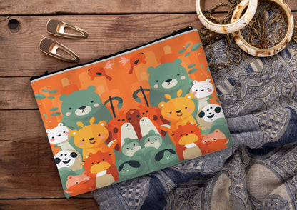 Cute Bear Printed Design Tote Bag with Pouch Bag (14 X 16 Inches) For Shopping, College, Travel