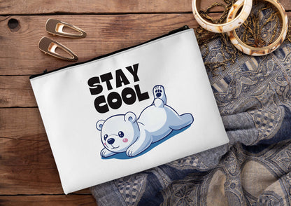 Stay cool Printed Design Tote Bag with Pouch Bag (14 X 16 Inches) For Shopping, College, Travel