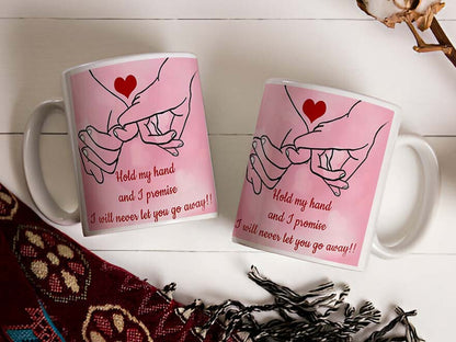 Hold My hand Printed Glossy Finished,1 Piece,330ml Ceramic Coffee Mug  (330 ml)