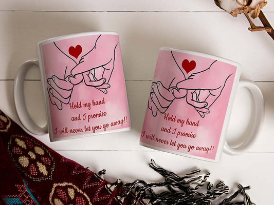 Hold My hand Printed Glossy Finished,1 Piece,330ml Ceramic Coffee Mug  (330 ml)