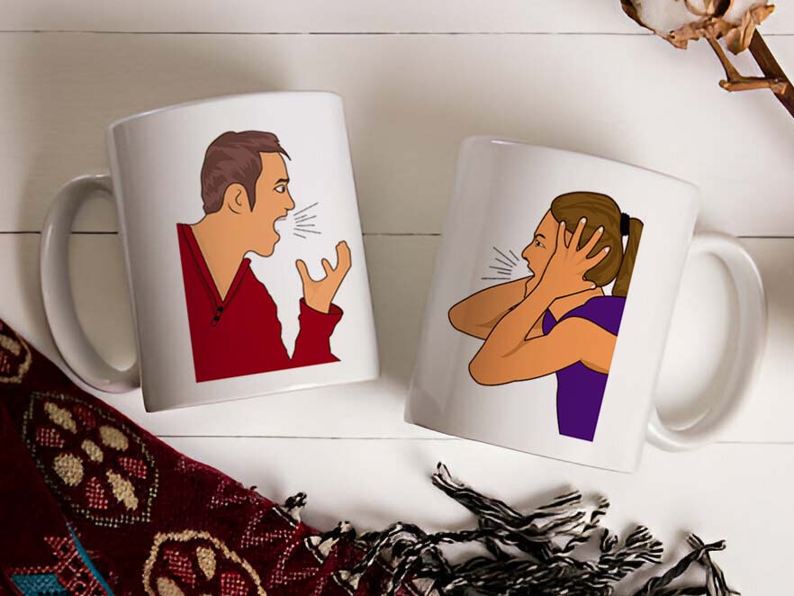 Special Cute Couple Printed Glossy Finished,1 Piece,330ml Ceramic Coffee Mug  (330 ml)