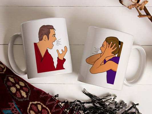 Special Cute Couple Printed Glossy Finished,1 Piece,330ml Ceramic Coffee Mug  (330 ml)