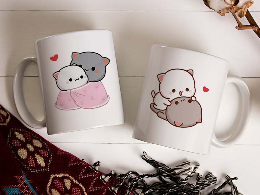 Cute Couple Printed Glossy Finished,1 Piece,330ml Ceramic Coffee Mug  (330 ml)