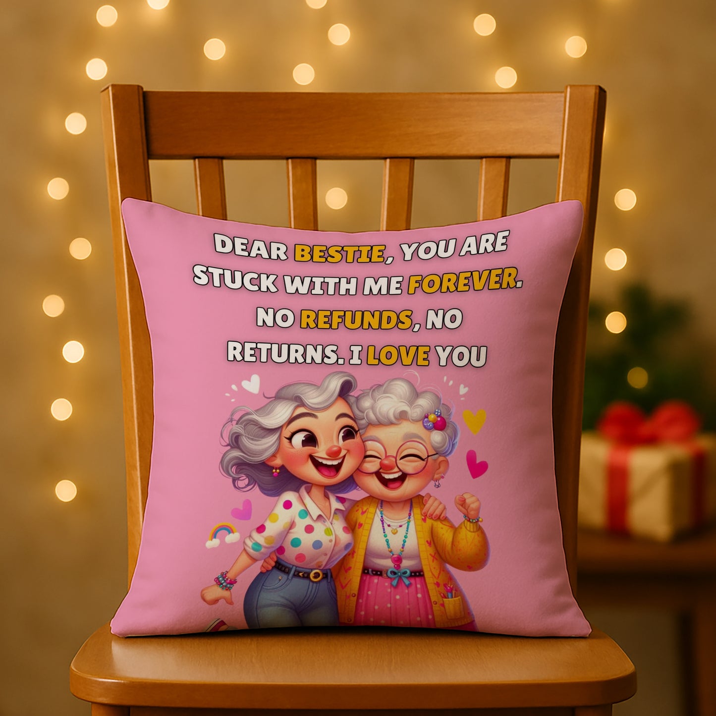 Dear Bestie Design Cushion (12x12 inches) Pack of 1
