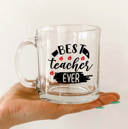 best teacher ever Printed Glass Mug