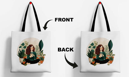 Feeling Good Printed Black Handle Tote Bag (14 X 16 Inches) For Shopping, College, Travel