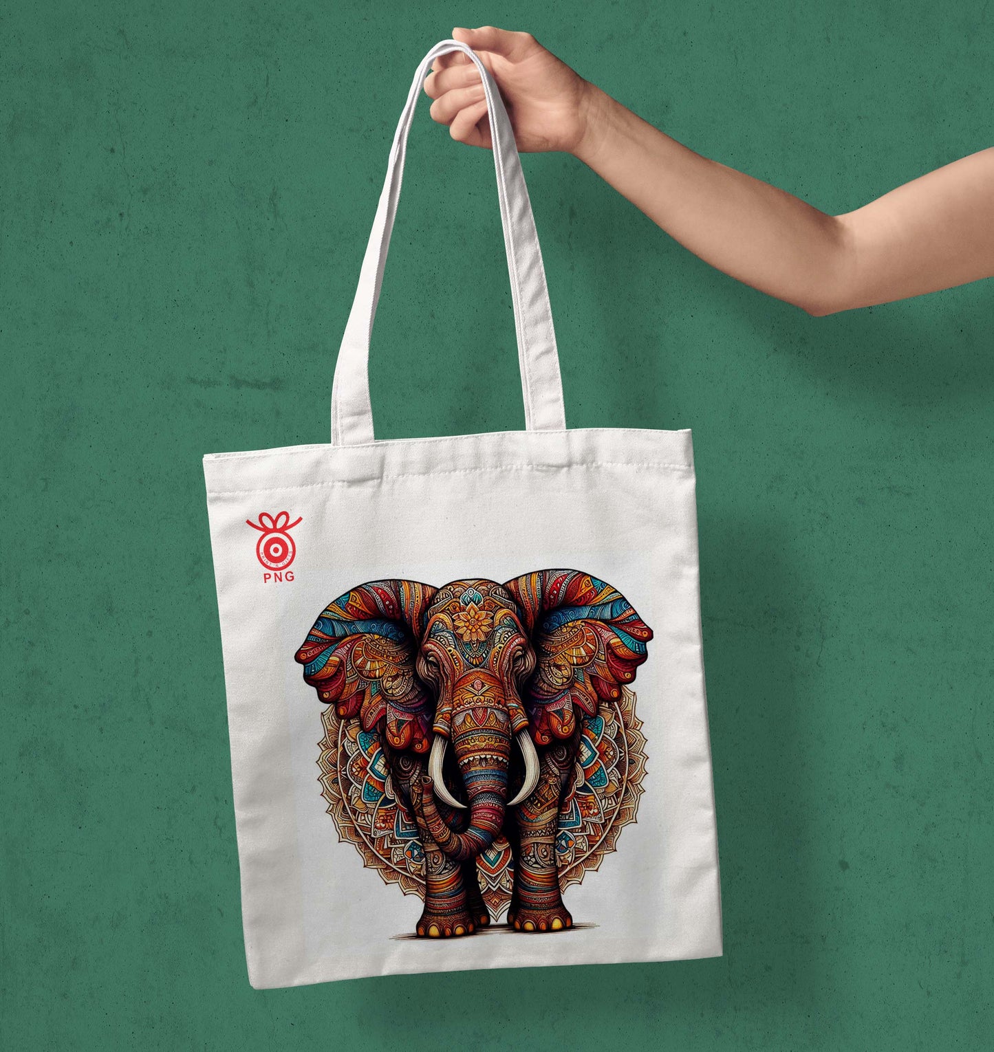 Colorful Elephant Design Tote Bag (14 X 16 Inches) Tote bag For Shopping, College, Travel
