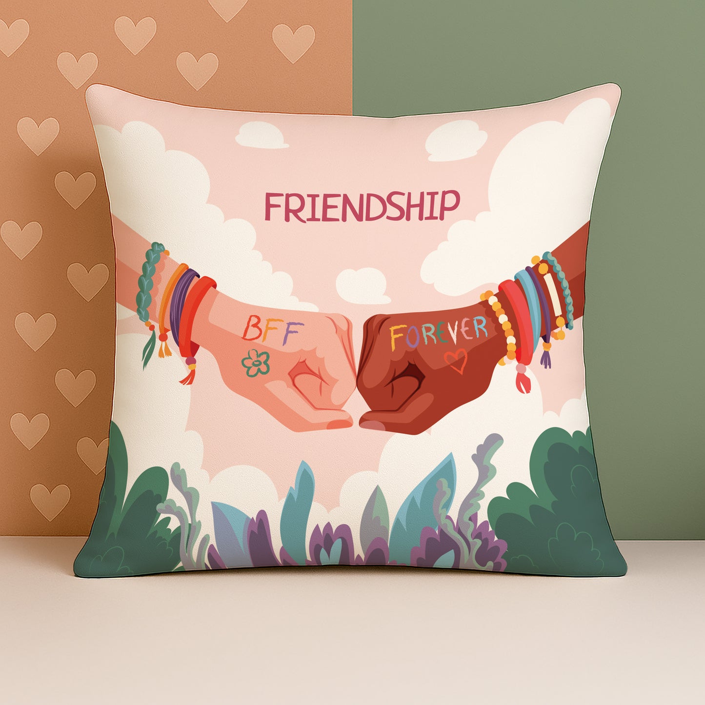 Friendship Design Cushion (12x12 inches) Pack of 1