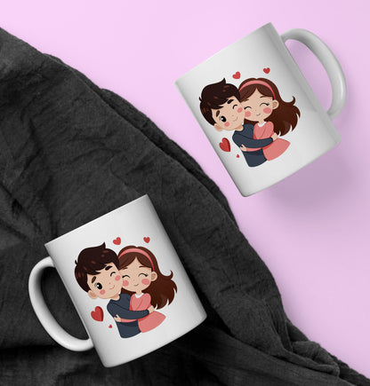 Sweet Couple Printed Glossy Finished,1 Piece,330ml Ceramic Coffee Mug  (330 ml)
