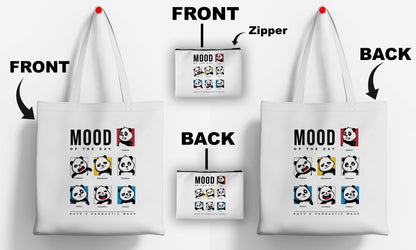 Mood Printed Design Tote Bag with Pouch Bag (14 X 16 Inches) For Shopping, College, Travel