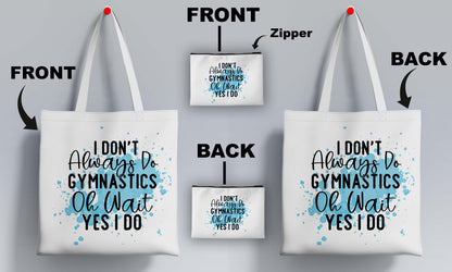 Gymnastic Printed Design Tote Bag with Pouch Bag (14 X 16 Inches) For Shopping, College, Travel