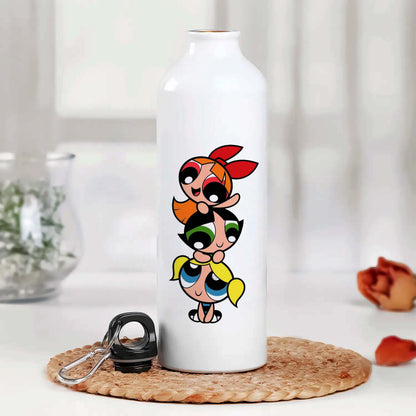 Power Girls  Printed Aluminum Sipper Water Bottle 750 ml For Gym, Yoga, Kids, Boys, Girls, Brother, Sister, Babies, Baby, Workout, Adults