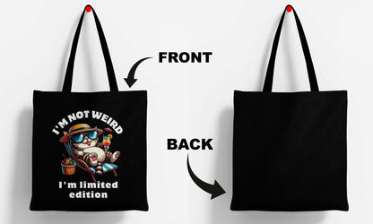 I'M Not Weird Printed Black Tote Bag (14 X 16 Inches) For Shopping, College, Travel