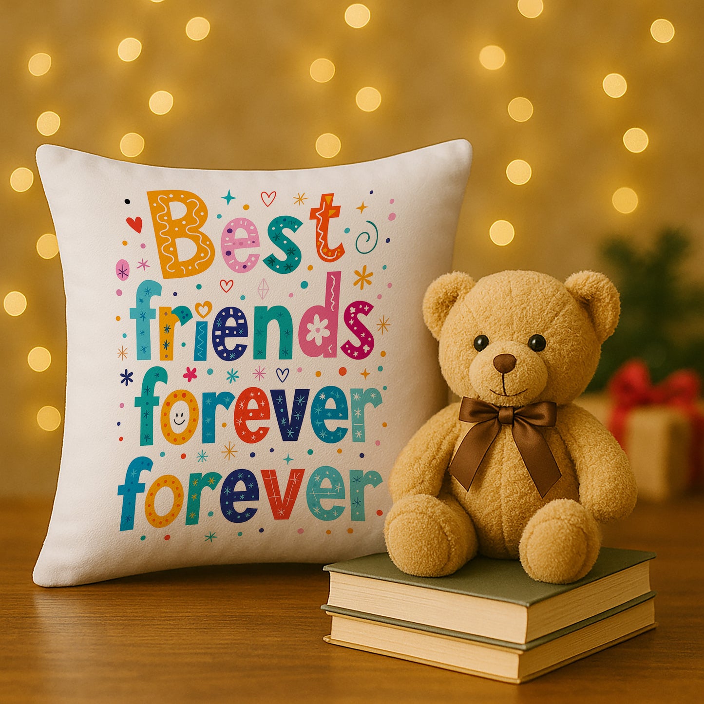 Best Friend Forever Design Cushion (12x12 inches) Pack of 1